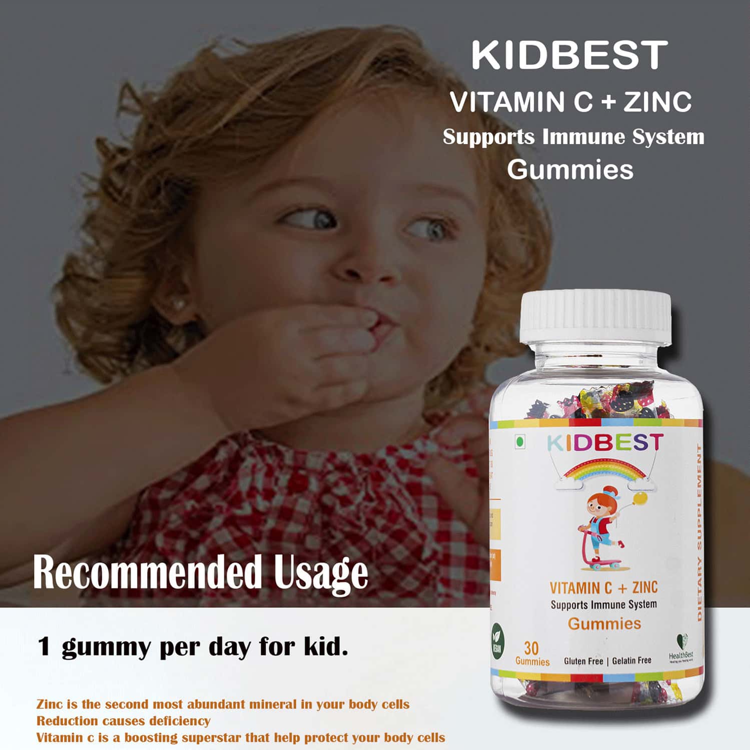 Vitamin C And Zinc For Kids Buy HEALTHBEST KIDBEST VITAMIN C + ZINC GUMMIES FOR KIDS|IMMUNITY