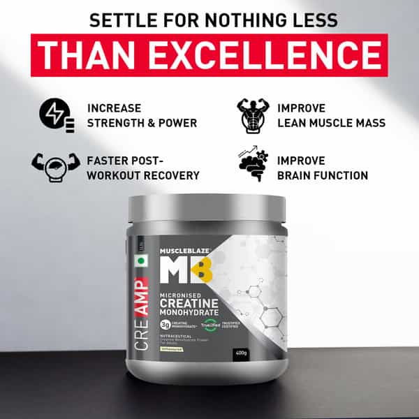 Muscleblaze Creatine Monohydrate Creamp With Creabsorb | Trustified Certified (400 G | Unflavoured)
