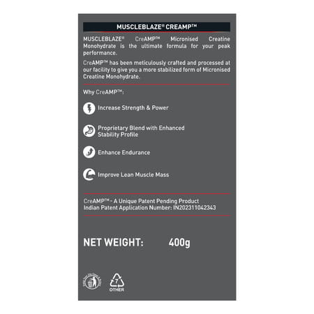 Muscleblaze Creatine Monohydrate Creamp With Creabsorb | Trustified Certified (400 G | Unflavoured)
