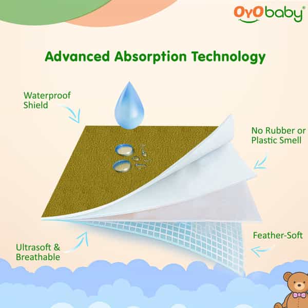Oyo Baby Waterproof Bed Protector Baby Dry Sheet Extra Large Golden (140 Cm X 200 Cm)