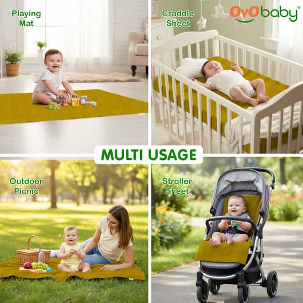 Oyo Baby Waterproof Bed Protector Baby Dry Sheet Extra Large Golden (140 Cm X 200 Cm)