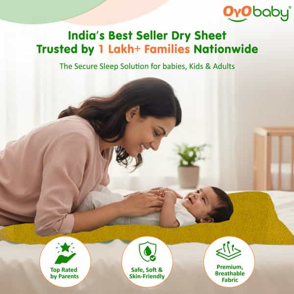 Oyo Baby Waterproof Bed Protector Baby Dry Sheet Extra Large Golden (140 Cm X 200 Cm)