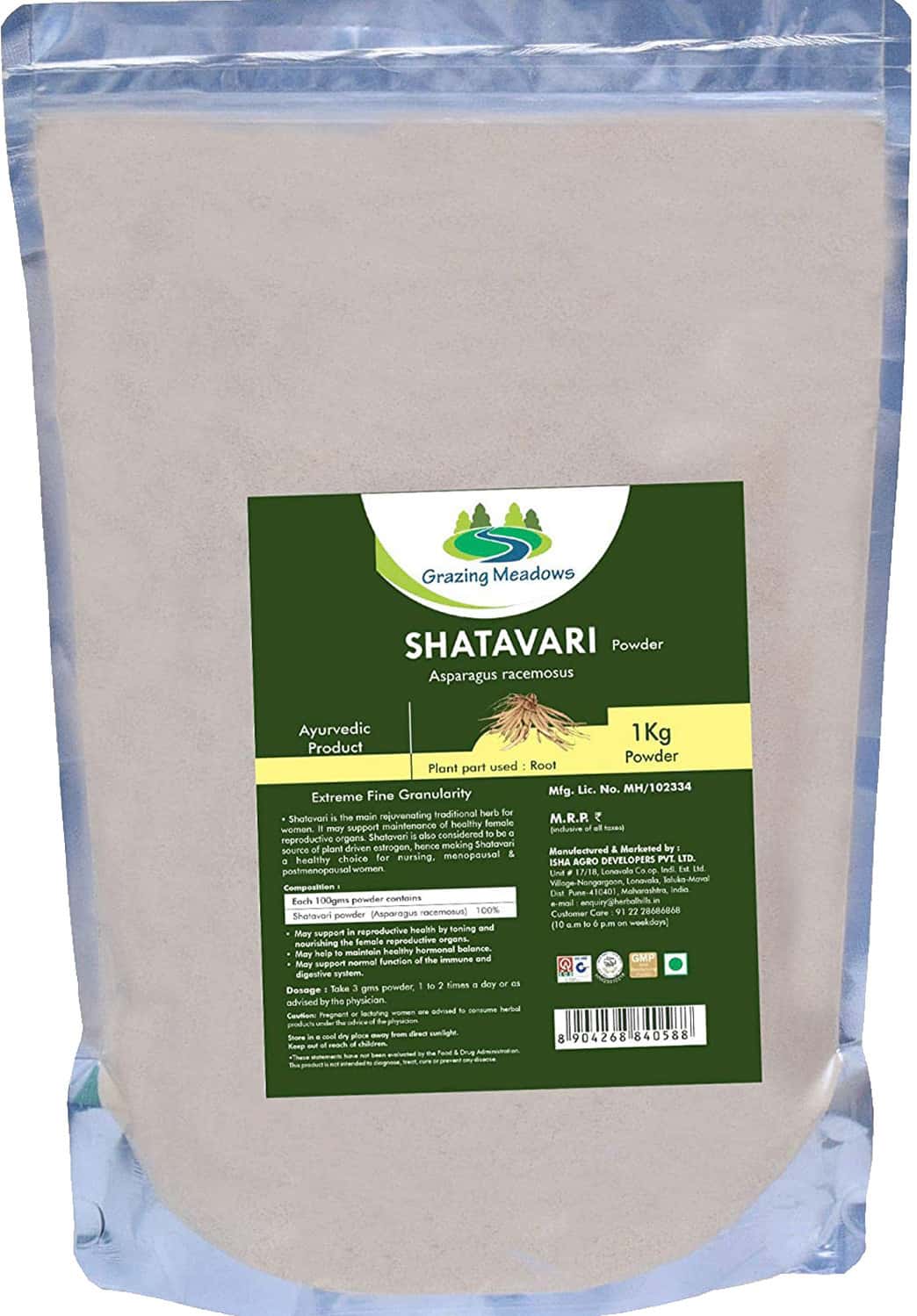 Grazing Meadows Shatavari Powder - 1 Kg (Pack Of 2)
