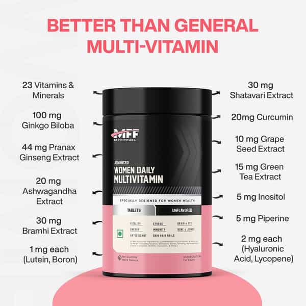 Myfitfuel Advance Women Multivitamin Daily Essential - 37 Herbs- Vitamins & Minerals (180 Tablets)