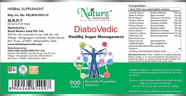 Naturz Ayurveda Diabovedic - 900 Tablets (Pack Of 2)