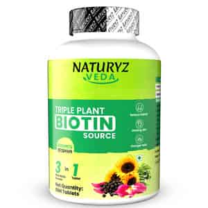 Naturyz Veda Triple Plant Natural Biotin Tablets 10000mcg For Hair Growth, Skin & Nails - 60 Tablets