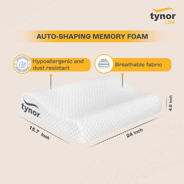 Tynor Elite Ortho Contoured Memory Pillow White Firm Universal 1 Unit