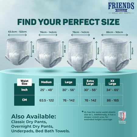 Friends Premium Adult Dry Pants 6x Absorption Upto 12hrs M Size 25-48 Inch 10 Diapers
