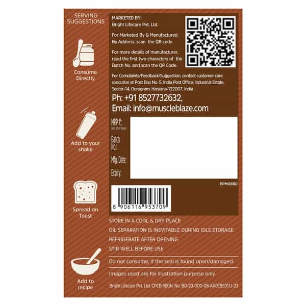 Muscleblaze Chocolate Peanut Butter | Crunchy | High Protein | No Trans Fat | Energy Booster | 750 G