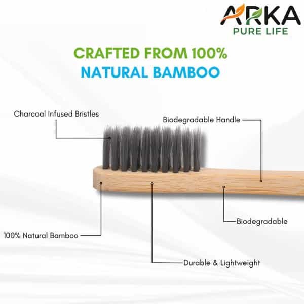 Arka Pure Life Bamboo Toothbrush With Soft Bpa-Free Bristles ( Pack Of 3)