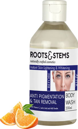 Roots & Stems Papaya Anti-pigmentation Body Wash For Intense Brightening Skin & Tan Removal 200ml