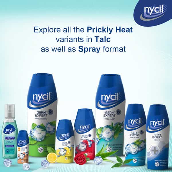 Nycil Germ Expert Cool Aloe Prickly Heat & Cooling Powder 150G (50G Cool Herbal Free)