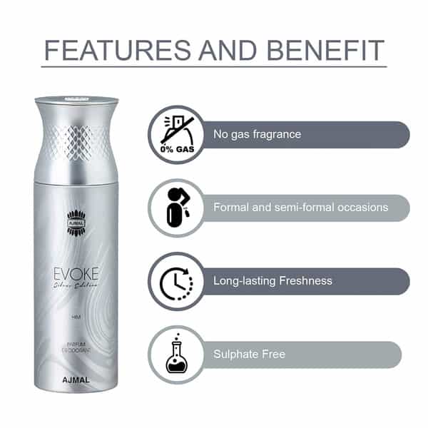 Ajmal Wisal Dhahab Edp 50Ml Perfume For Men And Evoke Silver Edition Him Deodorant 200Ml For Men