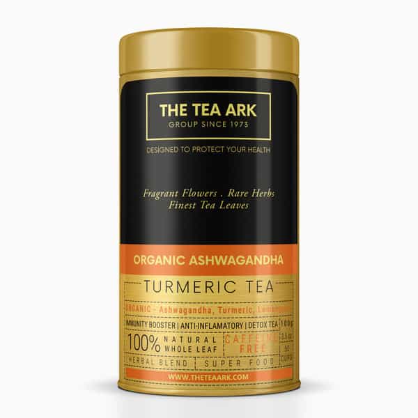 The Tea Ark Ashwagandha Herbal Tea (100G) Tin Pack | Caffeine Free Herbal Tea (50 Servings)