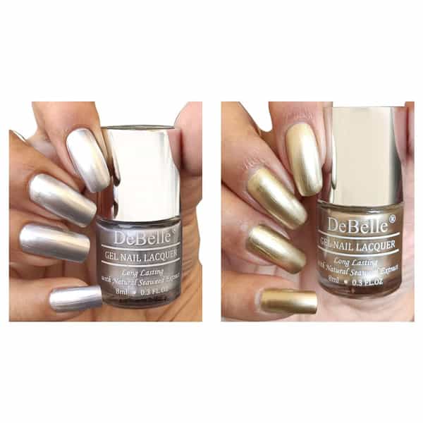 Debelle Gel Nail Polish Gift Set Set Of 2 Chrome Silver | Chrome Gold)-16Ml | 8 Ml Each