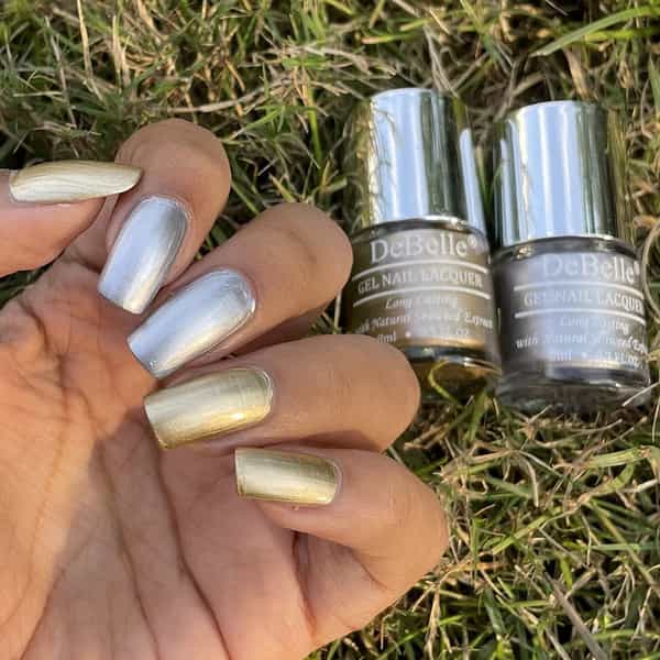 Debelle Gel Nail Polish Gift Set Set Of 2 Chrome Silver | Chrome Gold)-16Ml | 8 Ml Each