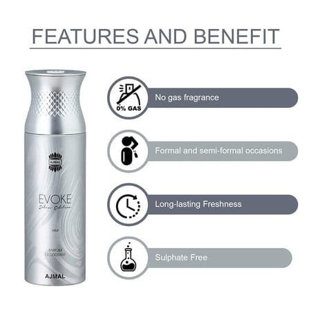 Ajmal 1 Aurum 1 Evoke Silver Edition For Him 1 Distraction And 1 Magnetize Deodorants Pack Of 4