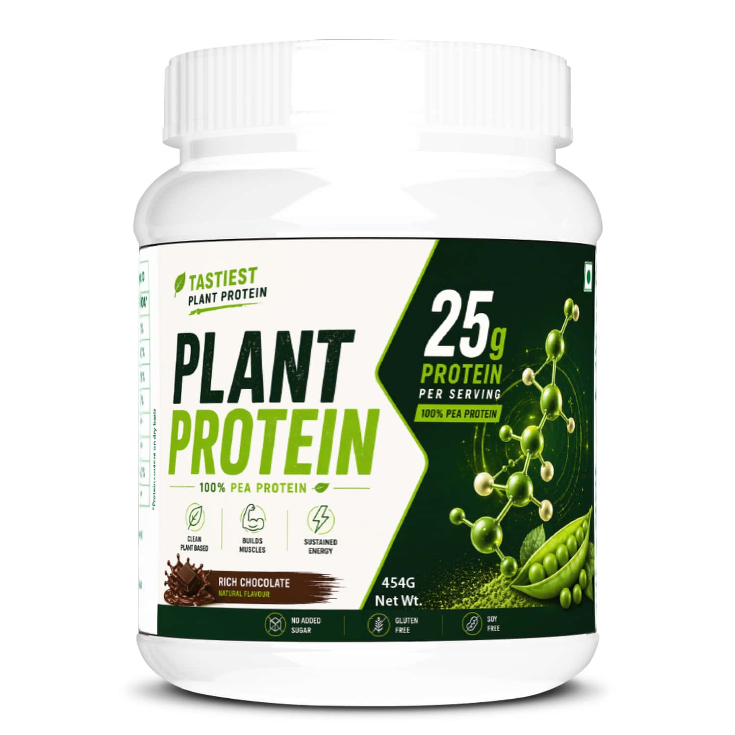 Sos Nutrition Plant Protein Powder For Men & Women 25g Protein Per Serving (454g Chocolate)