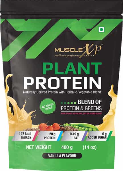 Musclexp Plant Protein Vanilla Flavour 400Gm Pouch X Pack Of 2