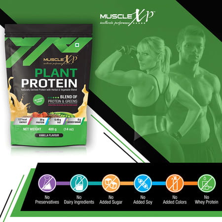Musclexp Plant Protein Vanilla Flavour 400gm Pouch X Pack Of 2
