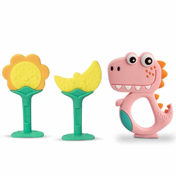 Chevalier Soft Silicone Rubber Baby Teether | Soothes Sore Gums Chew Infant Toy Combo 3 Symydp