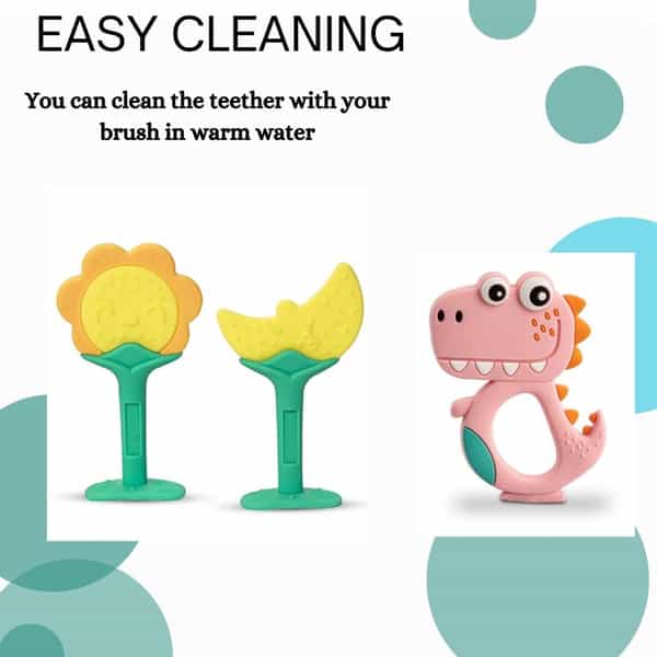 Chevalier Soft Silicone Rubber Baby Teether | Soothes Sore Gums Chew Infant Toy Combo 3 Symydp