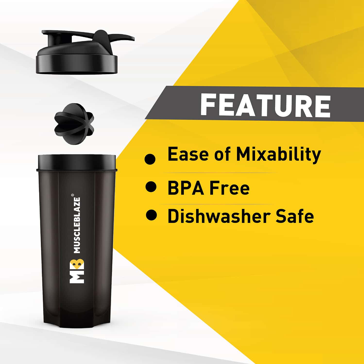 Buy MUSCLEBLAZE PHIRSE ZIDD KAR, SHAKER BOTTLE, 100 LEAKPROOF, BPAFREE BLENDER BOTTLE (BLACK
