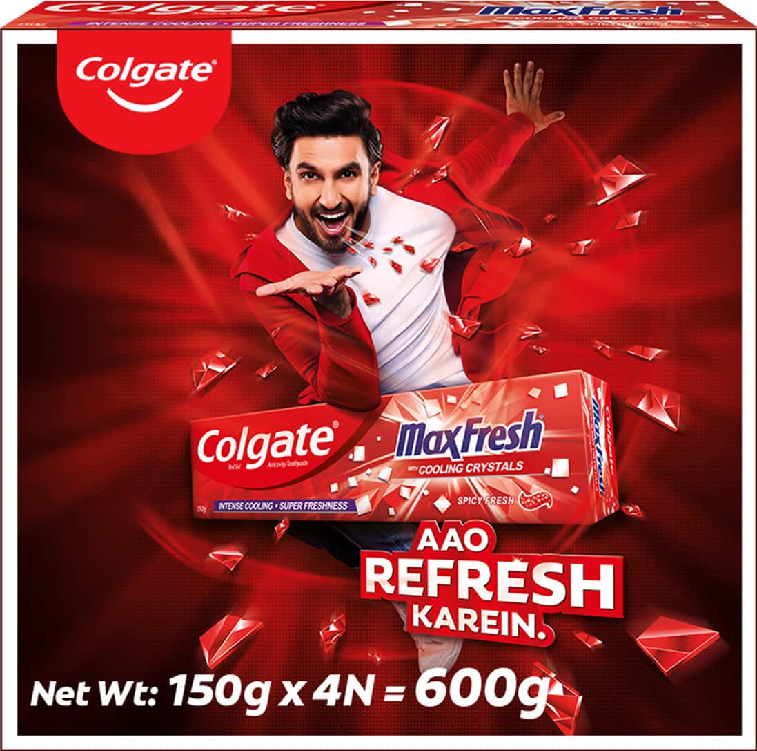 Colgate Maxfresh Toothpaste Red Gel Paste With Menthol - 150gx4(spicy Fresh)-600g
