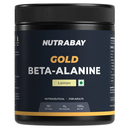 Nutrabay Gold Beta Alanine Supplement Powder - 120G | Lemon Flavor | Pre Workout Amino Acid
