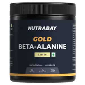 Nutrabay Gold Beta Alanine Supplement Powder - 120g | Lemon Flavor | Pre Workout Amino Acid