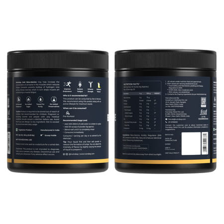 Nutrabay Gold Beta Alanine Supplement Powder - 120G | Lemon Flavor | Pre Workout Amino Acid