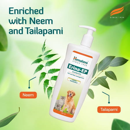 Himalaya Erina Ep Shampoo | Lemon Fragrance | Tick & Flea Control For Dogs & Cats | 450 Ml