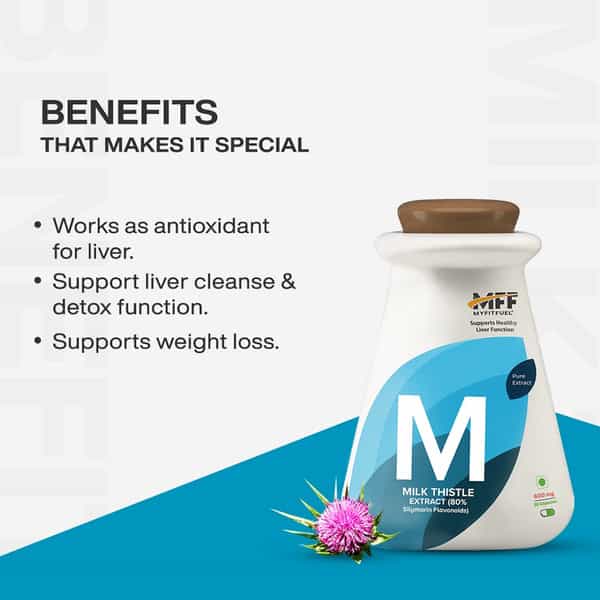 Myfitfuel Milk Thistle Extract (80% Silymarin Flavonoids) | (600Mg) | 90 Capsules