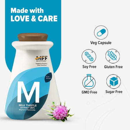 Myfitfuel Milk Thistle Extract (80% Silymarin Flavonoids) | (600Mg) | 90 Capsules