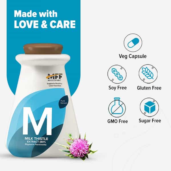 Myfitfuel Milk Thistle Extract (80% Silymarin Flavonoids) | (600Mg) | 90 Capsules