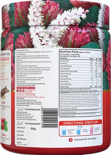 Plix Whole Food Womens Meno Care 150G Powder Pack Of 1 Bottle (Strawberry)