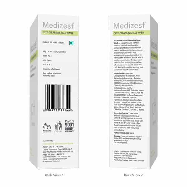 Medizest Deep Cleansing Face Wash 100 Ml | Neem & Aloe Vera | Paraben Free (Pack Of 3)