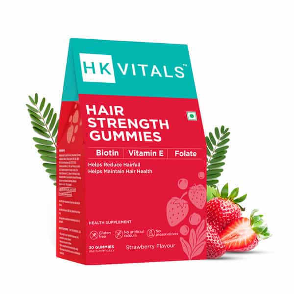Hk Vitals Biotin Hair Gummies | 10000 Mcg Biotin With Zinc | Vegan | Strawberry (30 No)