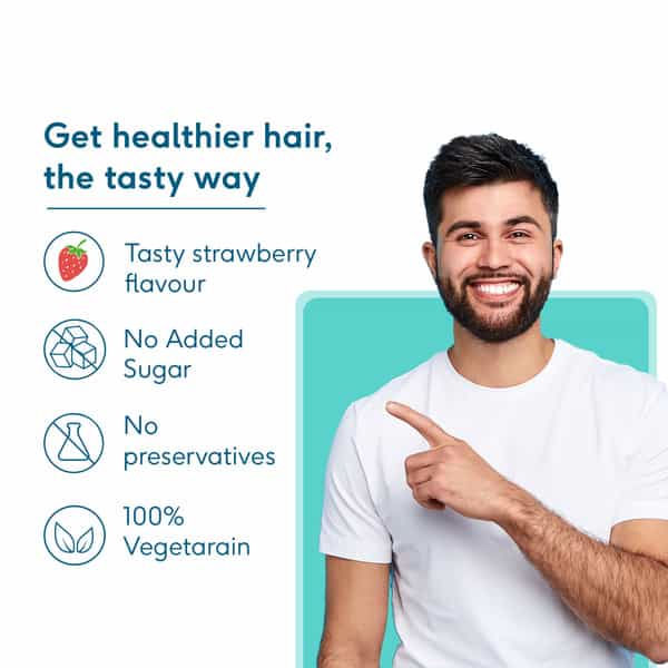Hk Vitals Biotin Hair Gummies | 10000 Mcg Biotin With Zinc | Vegan | Strawberry (30 No)