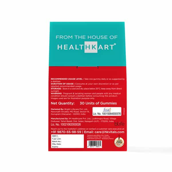 Hk Vitals Biotin Hair Gummies | 10000 Mcg Biotin With Zinc | Vegan | Strawberry (30 No)