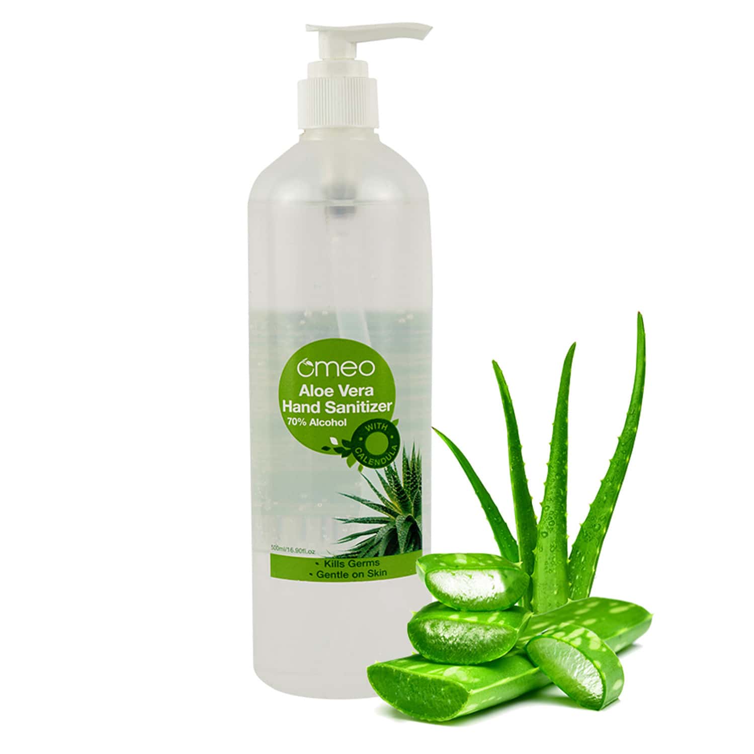 Omeo Aloe Vera Hand Instant Sanitizer Gel - 70% Alcohol - 500ml Pump