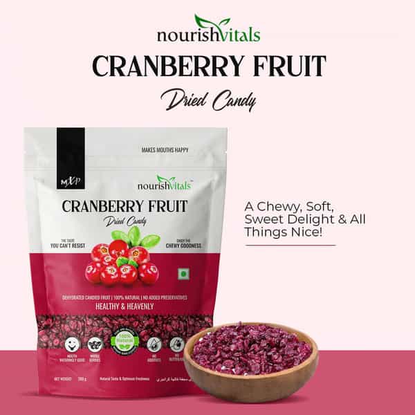 Nourishvitals Healthy Munching Combo | Cranberry Fruit Candy + Amla Fruit Dried Candy (200Gm Each)