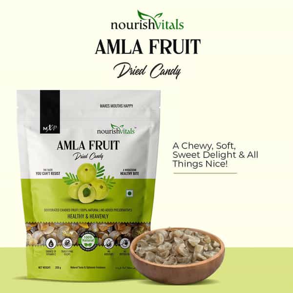 Nourishvitals Healthy Munching Combo | Cranberry Fruit Candy + Amla Fruit Dried Candy (200Gm Each)
