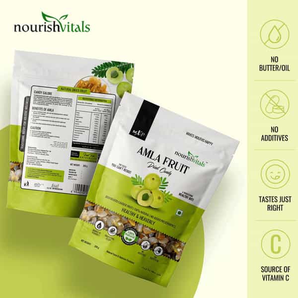 Nourishvitals Healthy Munching Combo | Cranberry Fruit Candy + Amla Fruit Dried Candy (200Gm Each)