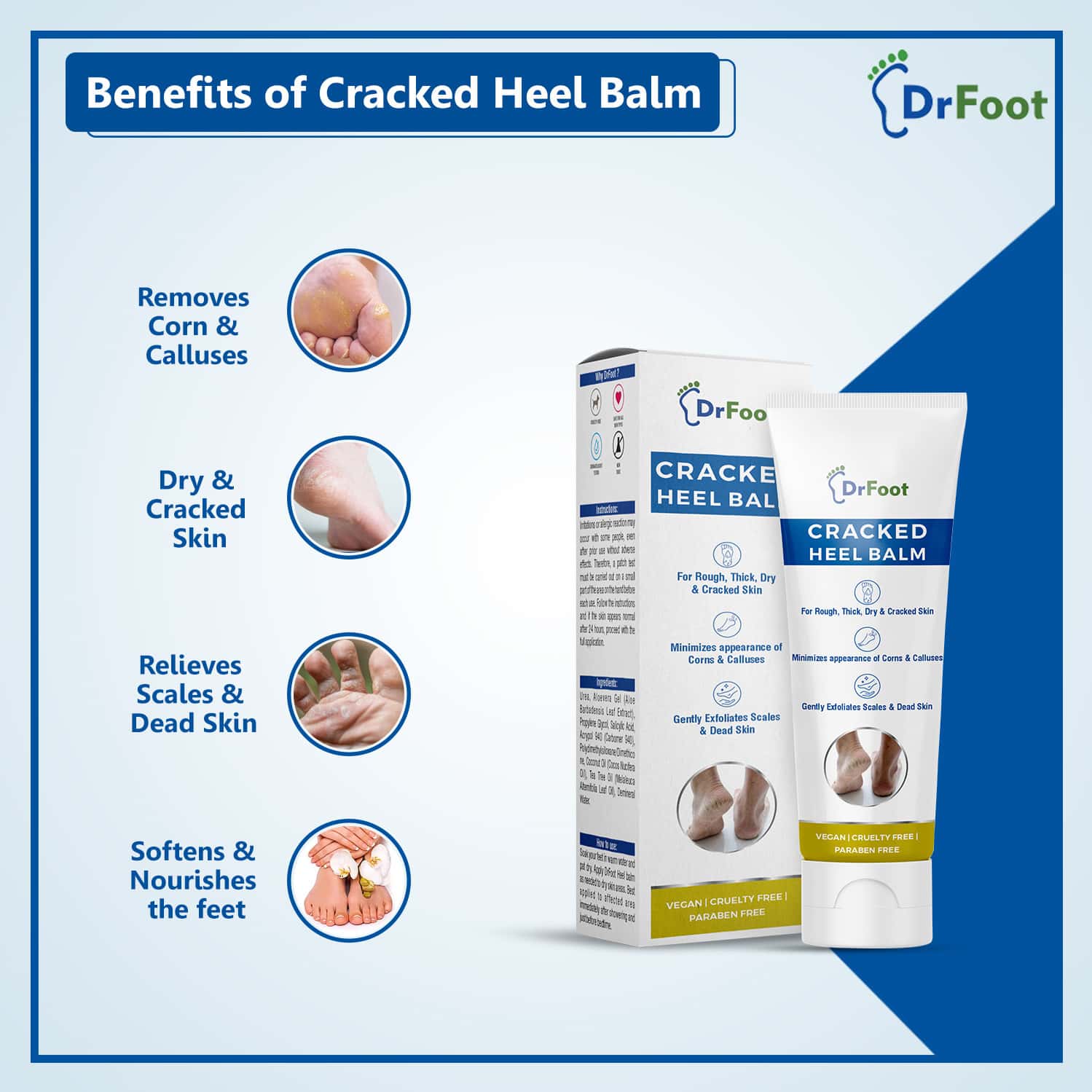 Buy DR FOOT CRACKED HEEL BALM UREA, ALOE VERA & TEA TREE OIL ROUGH
