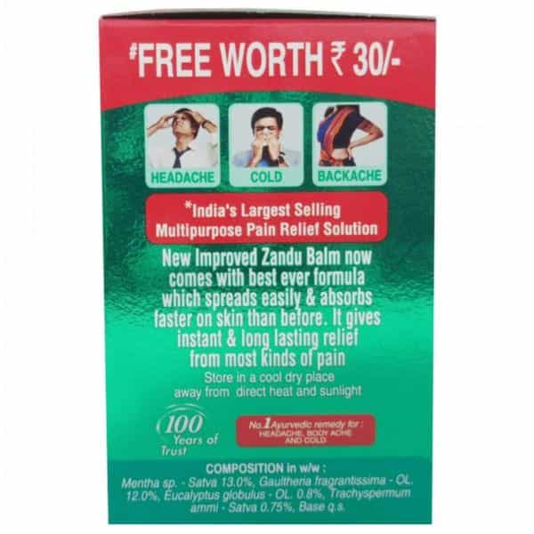 Zandu Balm 50Ml With Free Zandu Ortho Vedic Oil Worth 30Rs