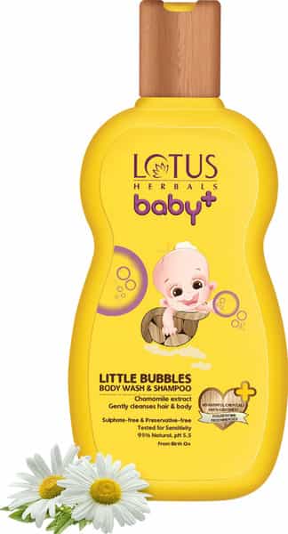 Lotus Herbals Baby+ Little Bubbles Combo Body Wash + Shampoo 200Ml Baby Wipes 10Pc 2 Product Combo