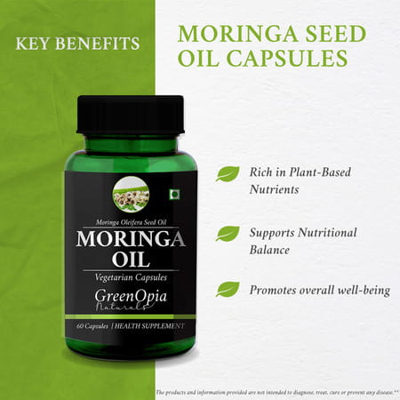 Greenopia Moringa Seed Oil 60 Liquid Filled Vegetarian Capsules