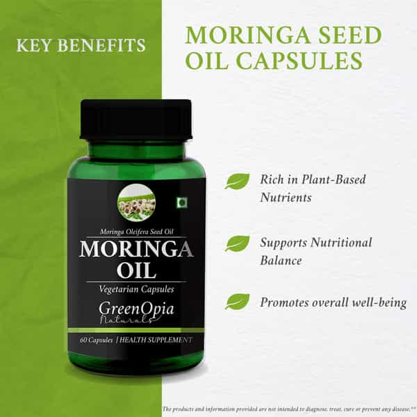 Greenopia Moringa Seed Oil 60 Liquid Filled Vegetarian Capsules