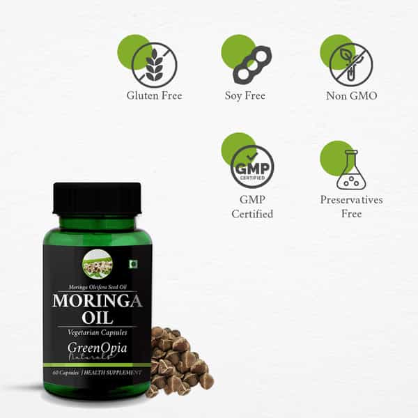 Greenopia Moringa Seed Oil 60 Liquid Filled Vegetarian Capsules